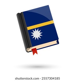 The book is covered in the flag of the Nauru. Vector illustration of 3D language book on white background.