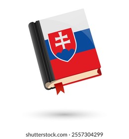 The book is covered in the flag of the Slovakia. Vector illustration of 3D language book on white background.