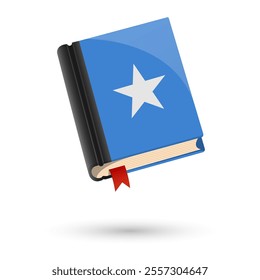 The book is covered in the flag of the Somalia. Vector illustration of 3D language book on white background.