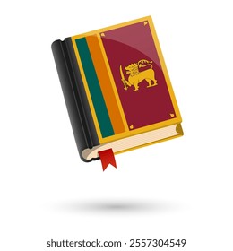 The book is covered in the flag of the Sri Lanka. Vector illustration of 3D language book on white background.