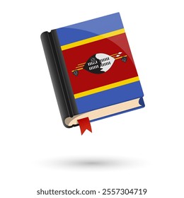 The book is covered in the flag of the Swaziland. Vector illustration of 3D language book on white background.