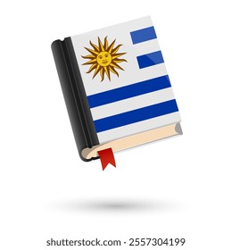 The book is covered in the flag of the Uruguay. Vector illustration of 3D language book on white background.