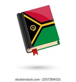 The book is covered in the flag of the Vanuatu. Vector illustration of 3D language book on white background.