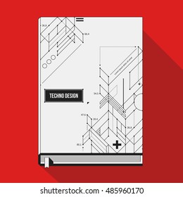 Book cover/poster template with abstract geometric shapes.