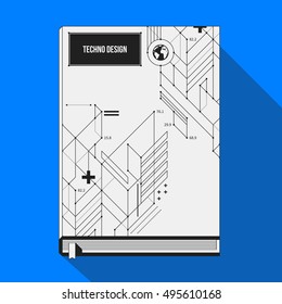 Book cover/poster template with abstract geometric shapes.