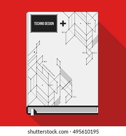 Book cover/poster template with abstract geometric shapes.