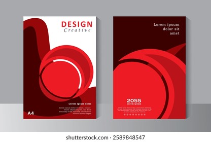 Book covers with red colour, layouts or posters concept in modern minimal style for corporate identity, Brochure, Annual Report, Magazine, Poster, Business Presentation, Portfolio, Flyer, Vector