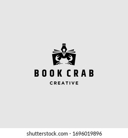 Book Crab logo template design in Vector illustration