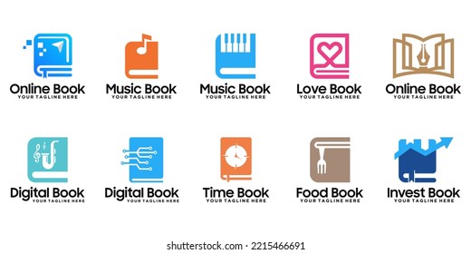 colección de diseño de logotipo creativo de libros