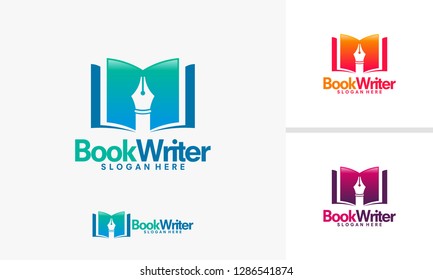 Book Creator logo designs template, Book Writer logo designs vector