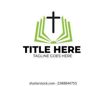 Diseño de logotipos de libro y cruzado
