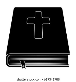 Book with a cross on the cover. The Bible. Easter single icon in black style vector symbol stock illustration.