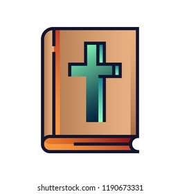 Book with cross vector illustration in gradient design