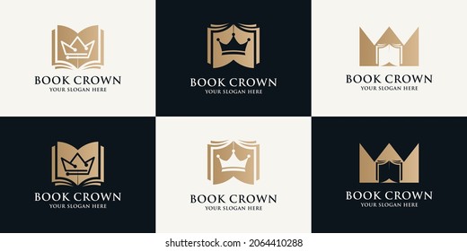 book crown inspiration logo for educational symbol