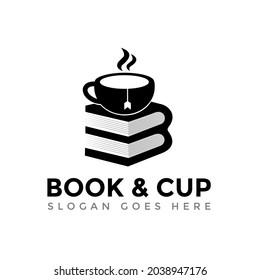 book and cup logo concept design vector