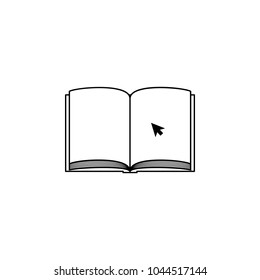 book and cursor icon. Element of online education icon for mobile concept and web apps. Thin line  icon for website design and development, app development on white background