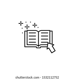 Book, cursor icon. Simple line, outline vector of online educationa icons for ui and ux, website or mobile application