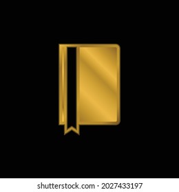 Book Of Dark Cover With Bookmark Ribbon gold plated metalic icon or logo vector