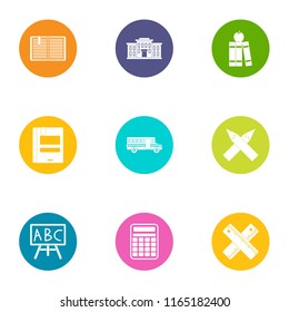 Book day icons set. Flat set of 9 book day vector icons for web isolated on white background
