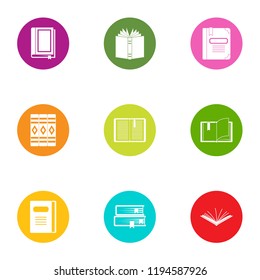 Book day icons set. Flat set of 9 book day vector icons for web isolated on white background