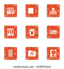 Book day icons set. Grunge set of 9 book day vector icons for web isolated on white background