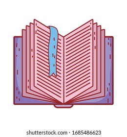 book day, open textbook with bookmark read isolated icon design vector illustration