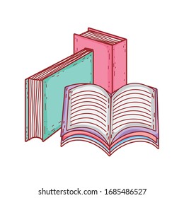 book day, opened books isolated icon design vector illustration