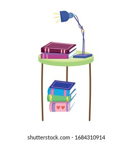 día del libro, tabla lateral con decoración de lámpara de libros ilustraciones vectoriales aisladas