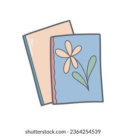 Book decorated with flower simple hand drawn clip art