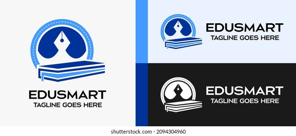 plantilla de logotipo de diseño de libro con lápiz en círculo. logotipos para la educación. ilustración vectorial