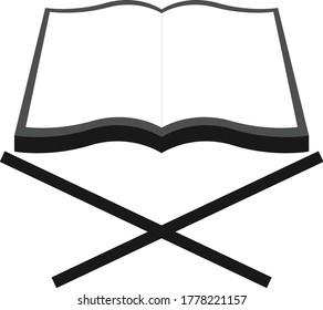 Material vectorial del logotipo de diseño del libro con mesa