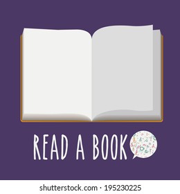 Book  design over purple background, vector illustration