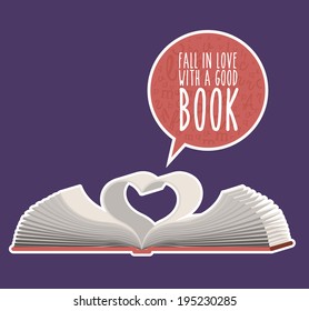Book  design over purple background, vector illustration