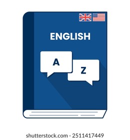  O design do livro mostra a matéria da escola de inglês em um estilo vetorial plano. Matéria da escola de inglês no ícone do livro.