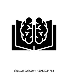 Book for development of logic glyph icon. Bookstore. Vector fill black illustration.