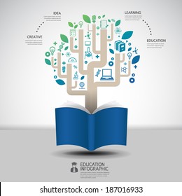 book diagram creative paper cut style infographic concept design template graphic 