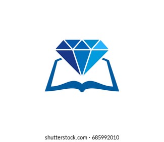 Book Diamond Icon Logo Design Element