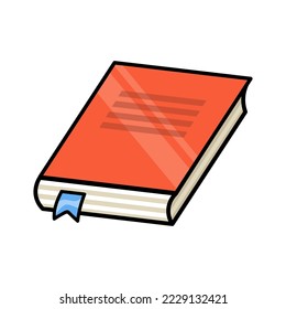 Book or diary with bookmark. School supplier sticker for t shirt design. Flat vector illustration for student learning. Back to school and education concept