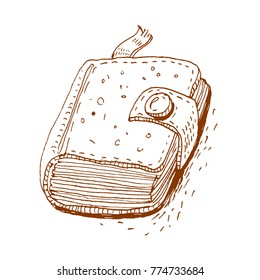 Book diary, hand-drawn sketch converted to vector illustration