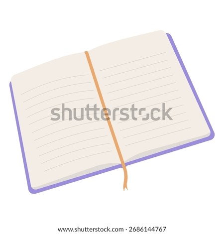 Book, diary or notebook mockup with white paper blank pages. Vector illustration