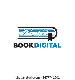 Book Digital Logo Template Design Vector, Emblem, Design Concept, Creative Symbol, Icon