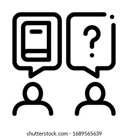 vector de icono de diálogo de discusión del libro. signo de diálogo de discusión del libro. ilustración de símbolo de contorno aislado