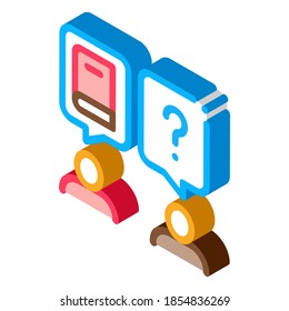 book discussion dialogue icon vector. isometric book discussion dialogue sign. color isolated symbol illustration
