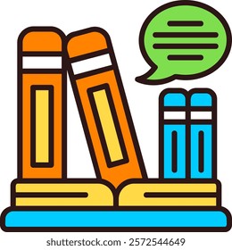 Book discussion group Flat Style Sample EPS Icon
