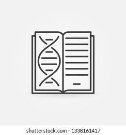 Book with DNA vector icon or sign in thin line style