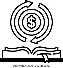 A book with a dollar sign on the cover