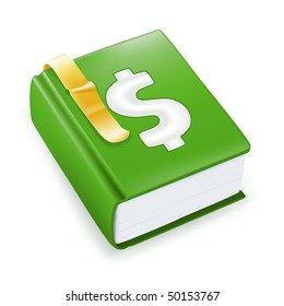 Book with dollar sign, vector icon