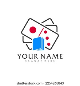 Plantilla vectorial del logotipo de Domino del libro, conceptos de diseño del logo de Creative Domino