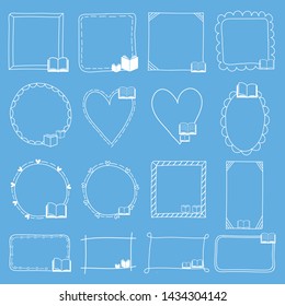 Book Doodle frames hand drawn. empty frame vintage vector set.