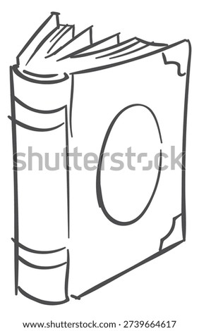 Book doodle. Hardcover dictionary on fiction novel drawing